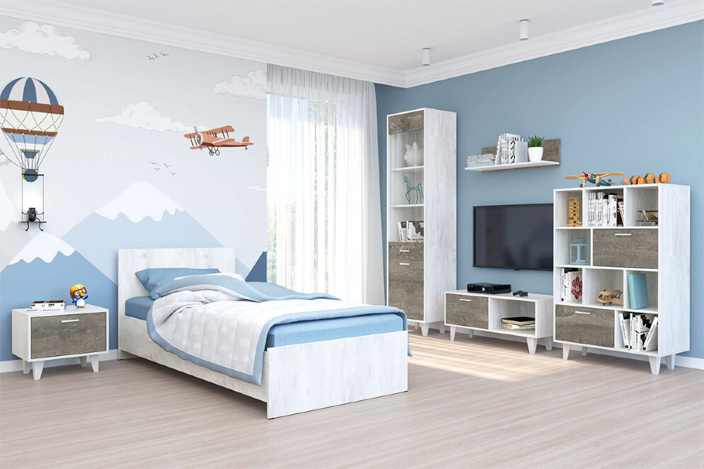 Комод с 3мя ящиками и 2 дверями на ножках К-2 ЭГО, бетон/камень 