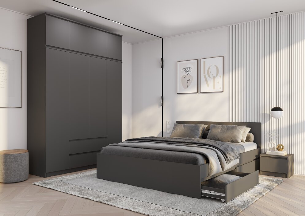 Модульная спальня Симпл, Графит  