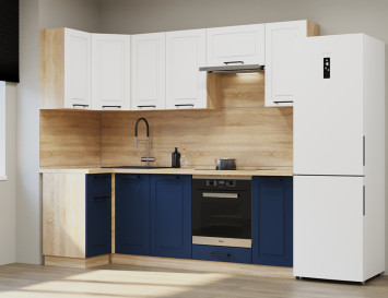 Кухонный гарнитур Аликанте, 1000х2450 мм (арт.33), шарли белый/океания