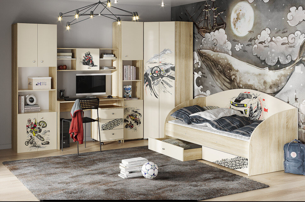 Полка навесная ДМ Форсаж, сонома 