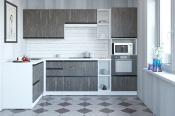 Кухонный гарнитур Ноктюрн мега прайм, 150х270 см