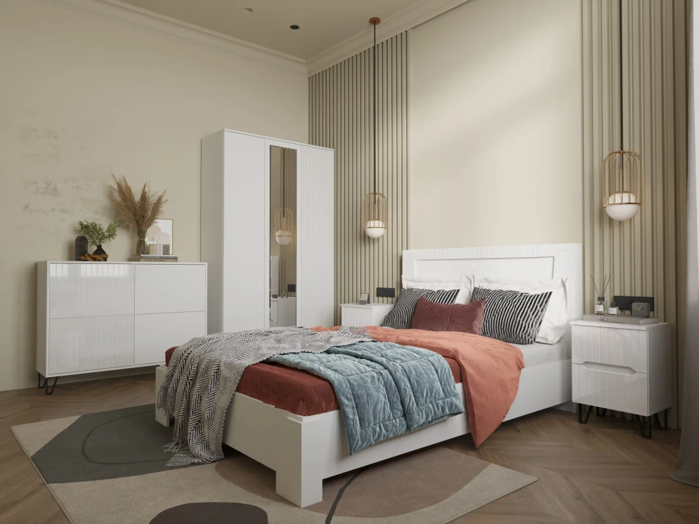 Комод Ливерпуль, белый/белый глянец 