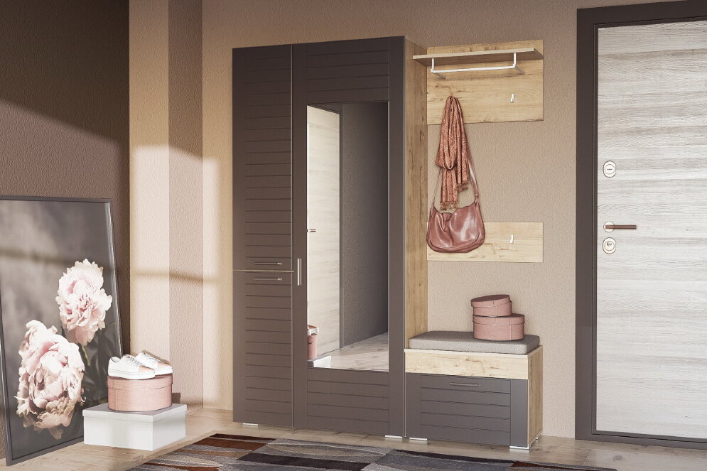 Шкаф для одежды с зеркалом Livorno НМ 013.36, графит 