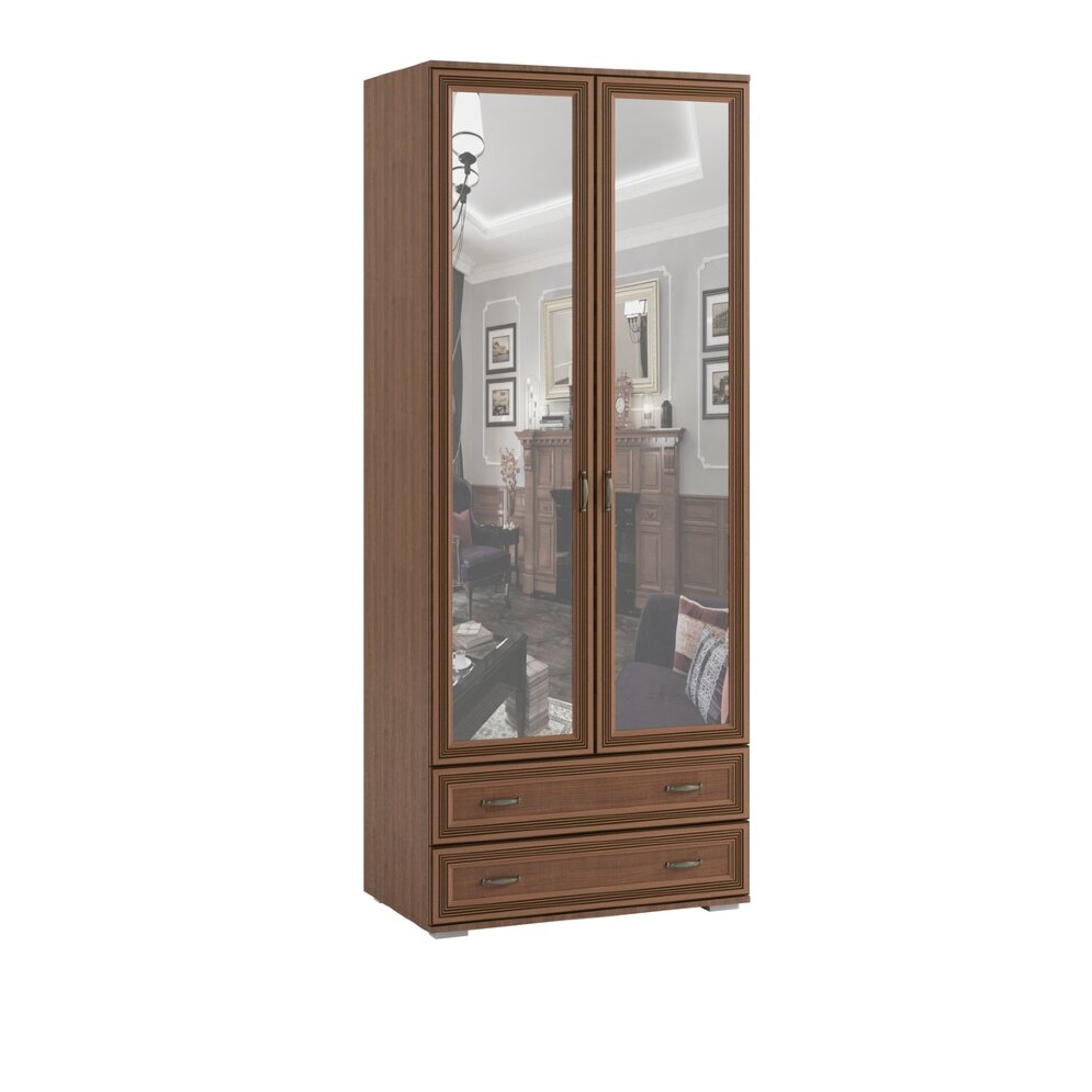 Шкаф 2-х створчатый с зеркалом Ливорно ЛШ-23, орех донской  