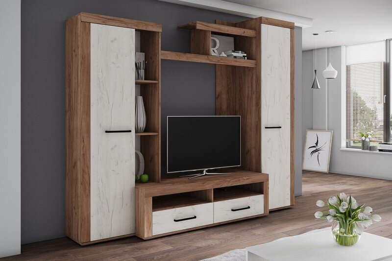 Гостиная Марсель-4, дуб крафт табачный/дуб крафт белый 