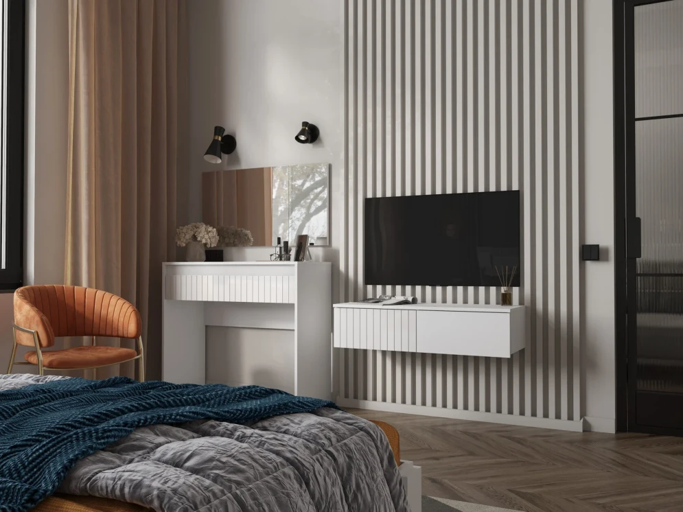 Стол туалетный Ливерпуль, белый/белый глянец 