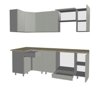 Кухонный гарнитур Аликанте, 1000х2450 мм (арт. 4), чесура светлый/чесура темный