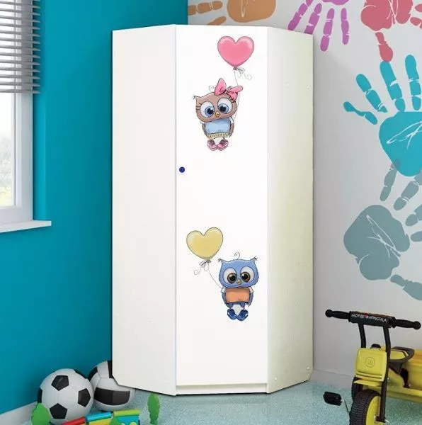 Шкаф угловой с фотопечатью Совята 2.2 