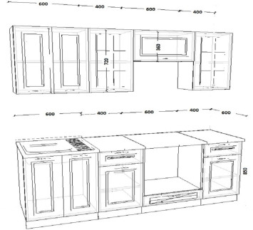 Кухонный гарнитур Белый Вегас, 2000 мм (арт. 1)