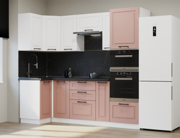Кухонный гарнитур Аликанте, 1000х2500 мм (арт. 5) шарли белый/шарли pink
