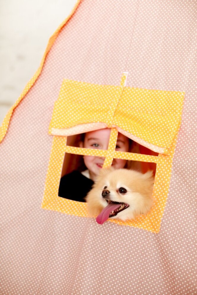 Детский вигвам игровой, розовый горох 