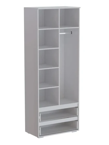 Шкаф двухстворчатый с ящиками Ливерпуль, белый/белый глянец 