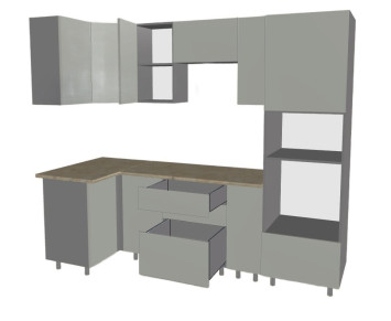 Кухонный гарнитур Аликанте, 1000х2500 мм (арт. 6) чесура светлый/чесура темный