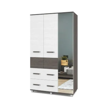 Шкаф трехстворчатый с зеркалом и ящиками В33 Виора, Ясень Анкор