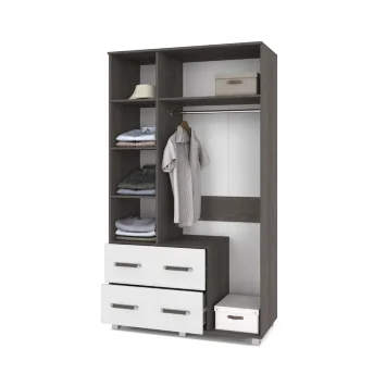 Шкаф трехстворчатый с зеркалом и ящиками В33 Виора, Ясень Анкор