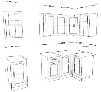 Кухонный гарнитур Белый Вегас, 1000х1800 мм (арт.11)