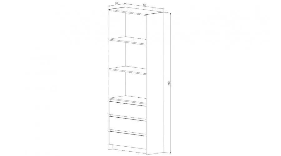 Стеллаж 3 ящика Бостон, дуб Вотан 