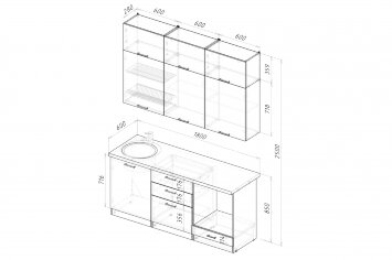 Кухонный гарнитур Дюна макси, 180 см 
