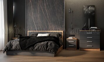 Кровать с подъемным механизмом Мартина, графит/дуб крафт