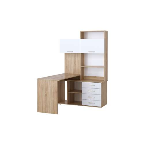 Стол угловой ПКС-11, Сонома-Белый глянец  