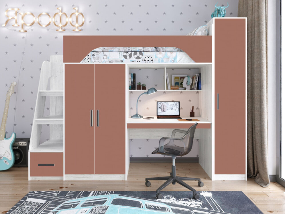 Кровать-чердак Тея винтерберг-амарант 