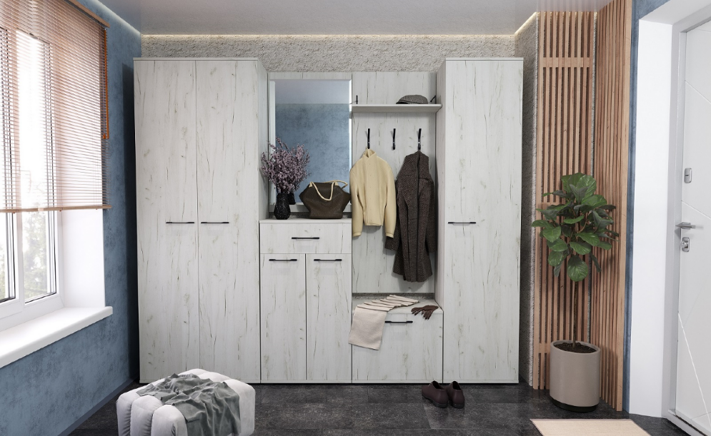 Шкаф торцевой с вешалками Италия, Крафт Белый 