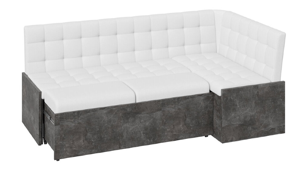 Кухонный уголок со спальным местом Форест, Ателье темный/Кожзам белый 