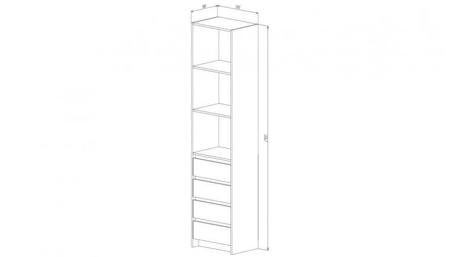 Стеллаж 4 ящика Бостон, дуб Вотан 