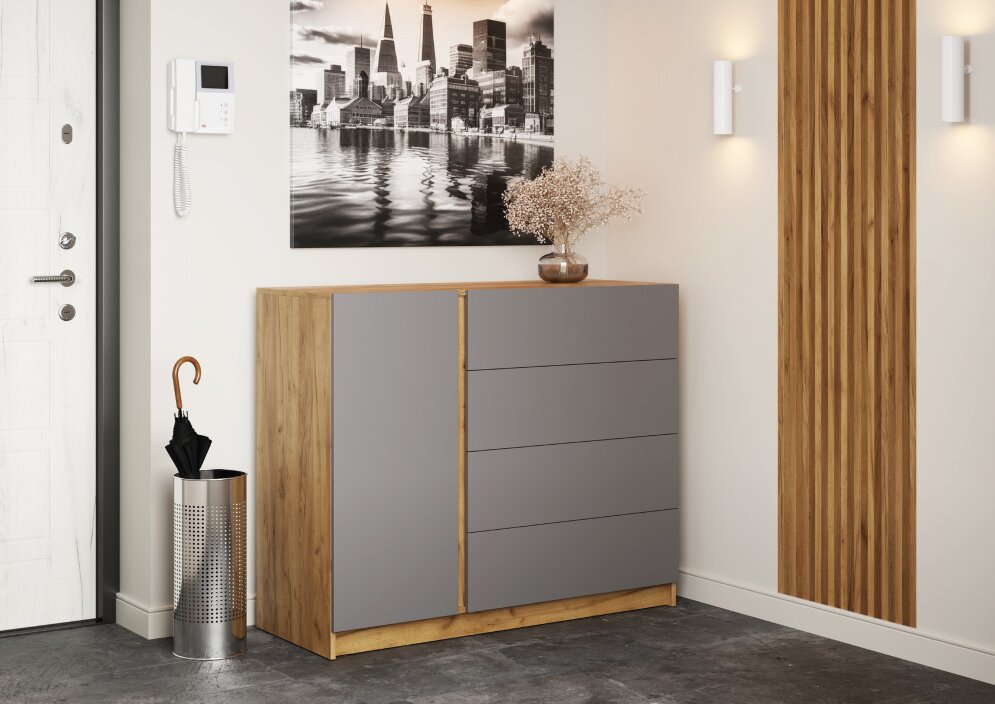 Комод Бостон КМ-001 Бостон ЛДСП, дуб крафт/серый шифер  