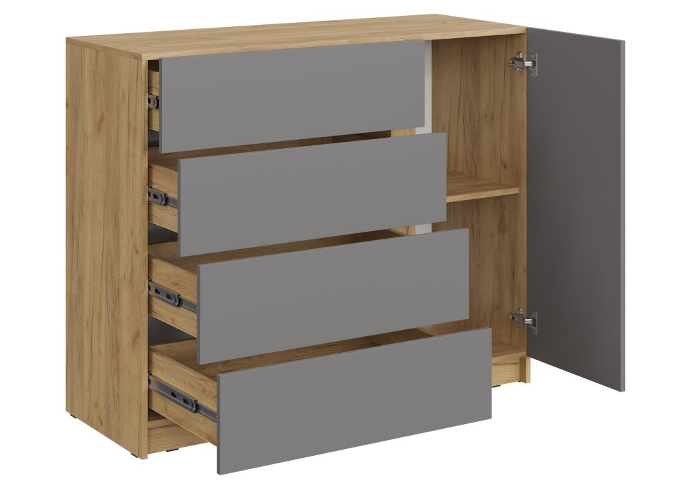 Комод Бостон КМ-001 Бостон ЛДСП, дуб крафт/серый шифер  