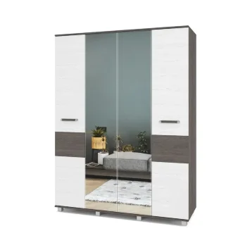 Шкаф четырехстворчатый с зеркалом В41 Виора, Ясень Анкор