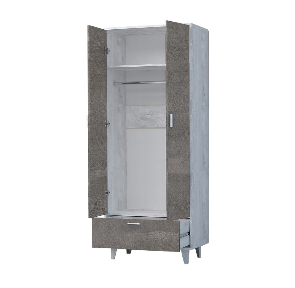 Шкаф с 2 дверями и 1 ящиком на ножках Шк-1 ЭГО, бетон/камень 