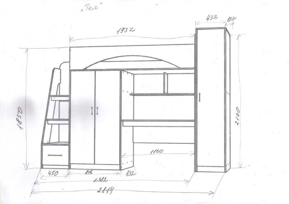 Кровать-чердак Тея винтерберг-олива 