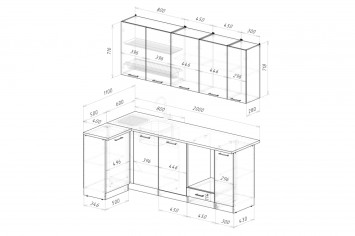 Кухонный гарнитур Дюна прайм 2 400, 110х200 см