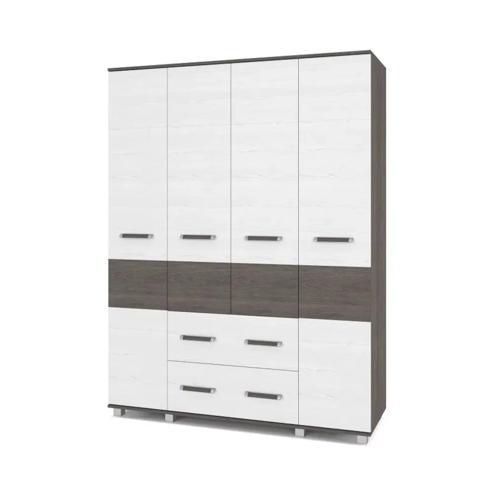 Шкаф четырехстворчатый с ящиками В42 Виора, Ясень Анкор 