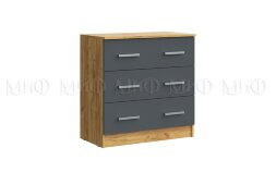 Комод 3 ящика Бася, графит/дуб крафт