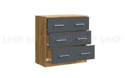 Комод 3 ящика Бася, графит/дуб крафт