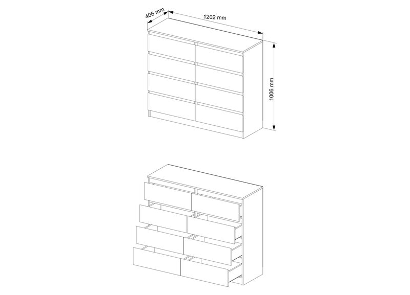 Комод Мори МК 1200.8/2 графит 