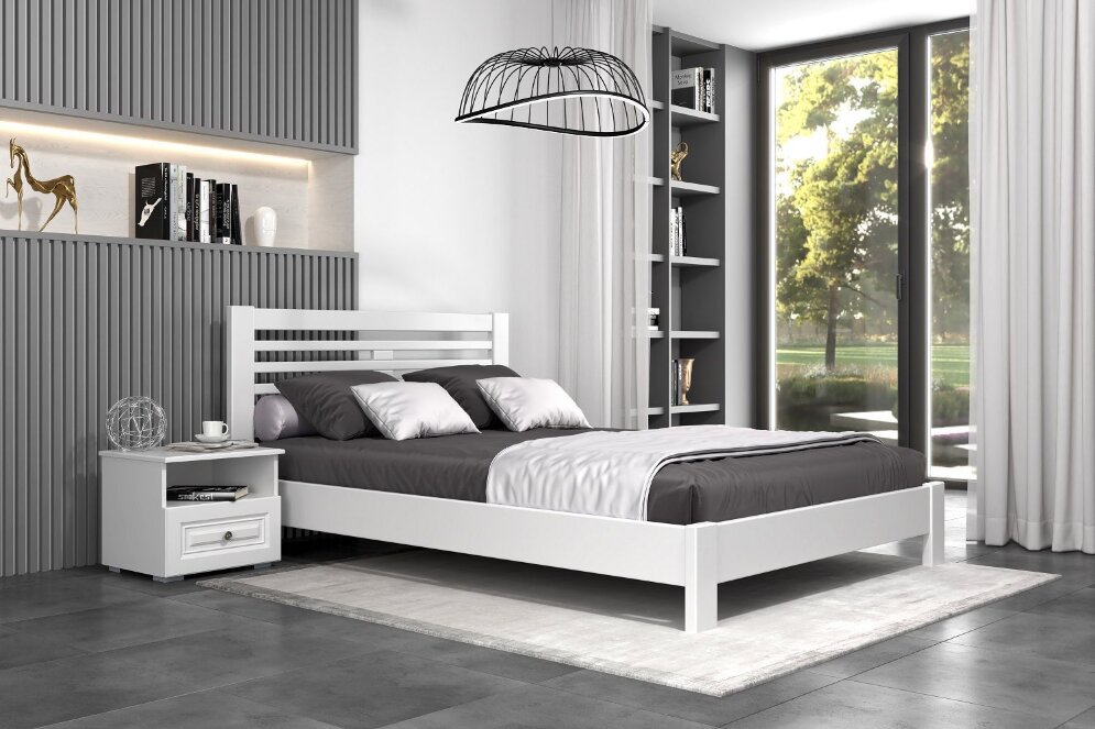 Кровать из массива Линда, белый античный 