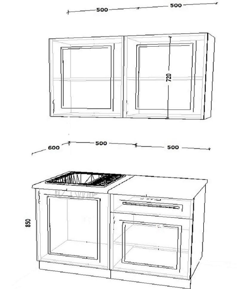 Кухонный гарнитур Белый Вегас, 1000 мм (арт. 16)  