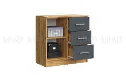 Комод 3 ящика и дверь Бася, графит/дуб крафт