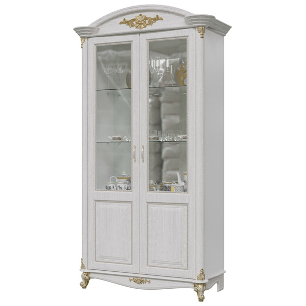 Шкаф-витрина 2-х дверный Да Винчи, Белый 