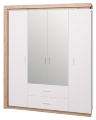 Шкаф для одежды с ящиками 4-х дверный с зеркалом Люмен №16 