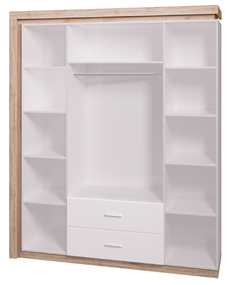 Шкаф для одежды с ящиками 4-х дверный с зеркалом Люмен №16 