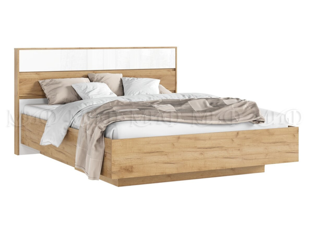 Кровать парящая Роджина дуб крафт / белый глянец 