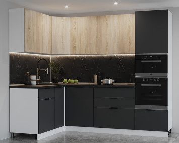 Кухонный гарнитур арт. 1 Графит шагрень Дуб сонома 1600х2600 мм