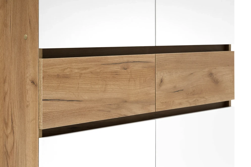 Шкаф двухдверный Роджина дуб крафт / белый глянец (прихожая)  