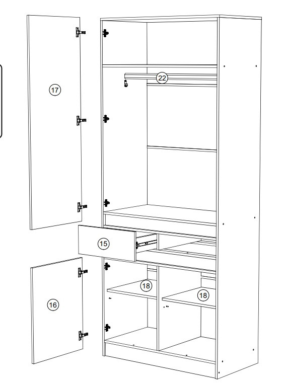 Шкаф двухдверный Роджина дуб крафт / белый глянец (прихожая)  