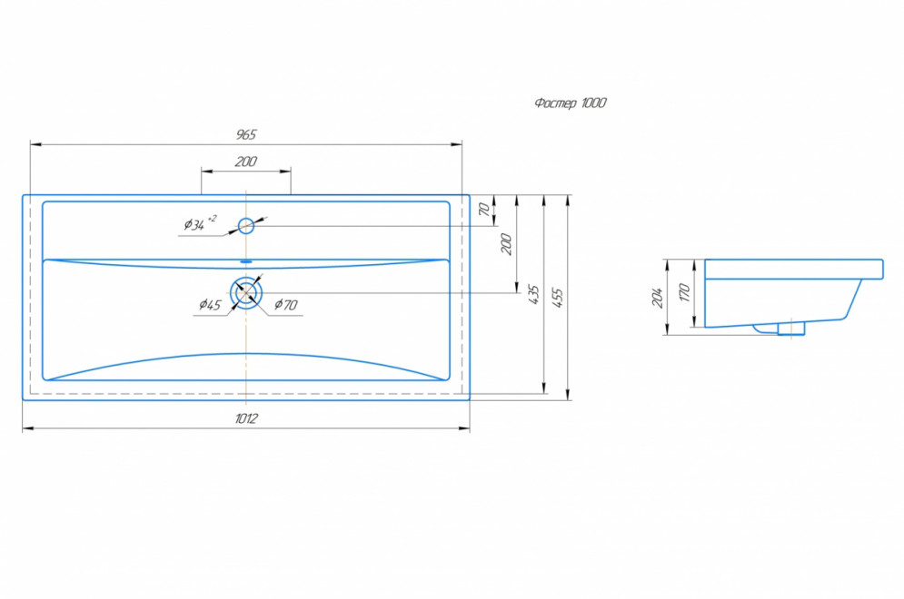 Умывальник мебельный Фостер 100 Kirovit 