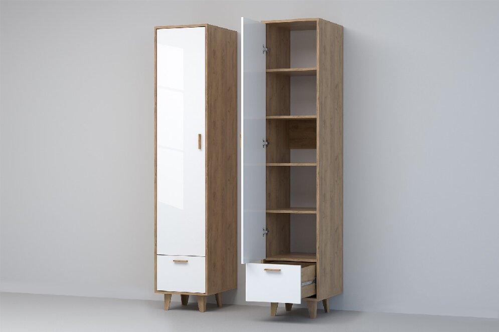 Пенал с 1 дверью и 1 ящиком на ножках П-1 ЭГО, Дуб Крафт 